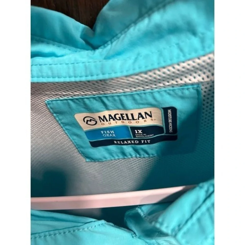 Magellan Fishing Shirt Men Size 1XL Light Blue‎ Wick Vented Short Sleeve